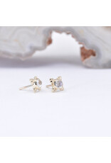 BVLA 5mm Mini Kandy with Reverse Set Rainbow Moonstone in 14k Yellow Gold Threadless Ends