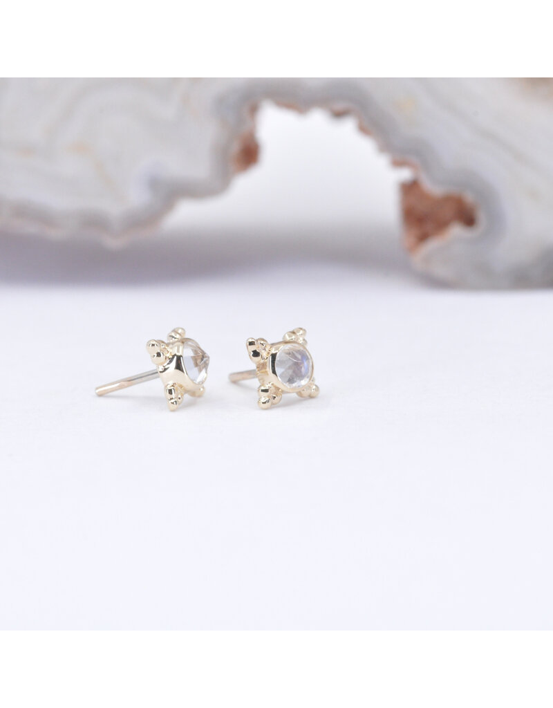 BVLA 5mm Mini Kandy with Reverse Set Rainbow Moonstone in 14k Yellow Gold Threadless Ends