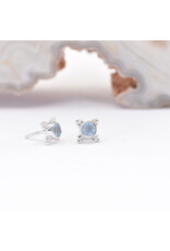 BVLA 5mm Mini Kandy with Sandblasted, Faceted Grade AA Swiss Blue Topaz in 14k White Gold Threadless Ends by BVLA!