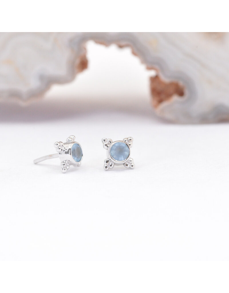 BVLA 5mm Mini Kandy with Sandblasted, Faceted Grade AA Swiss Blue Topaz in 14k White Gold Threadless Ends by BVLA!