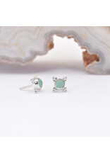 BVLA 5mm Mini Kandy with Sandblasted Chrysoprase Cabochon in 14k White Gold Threadless Ends