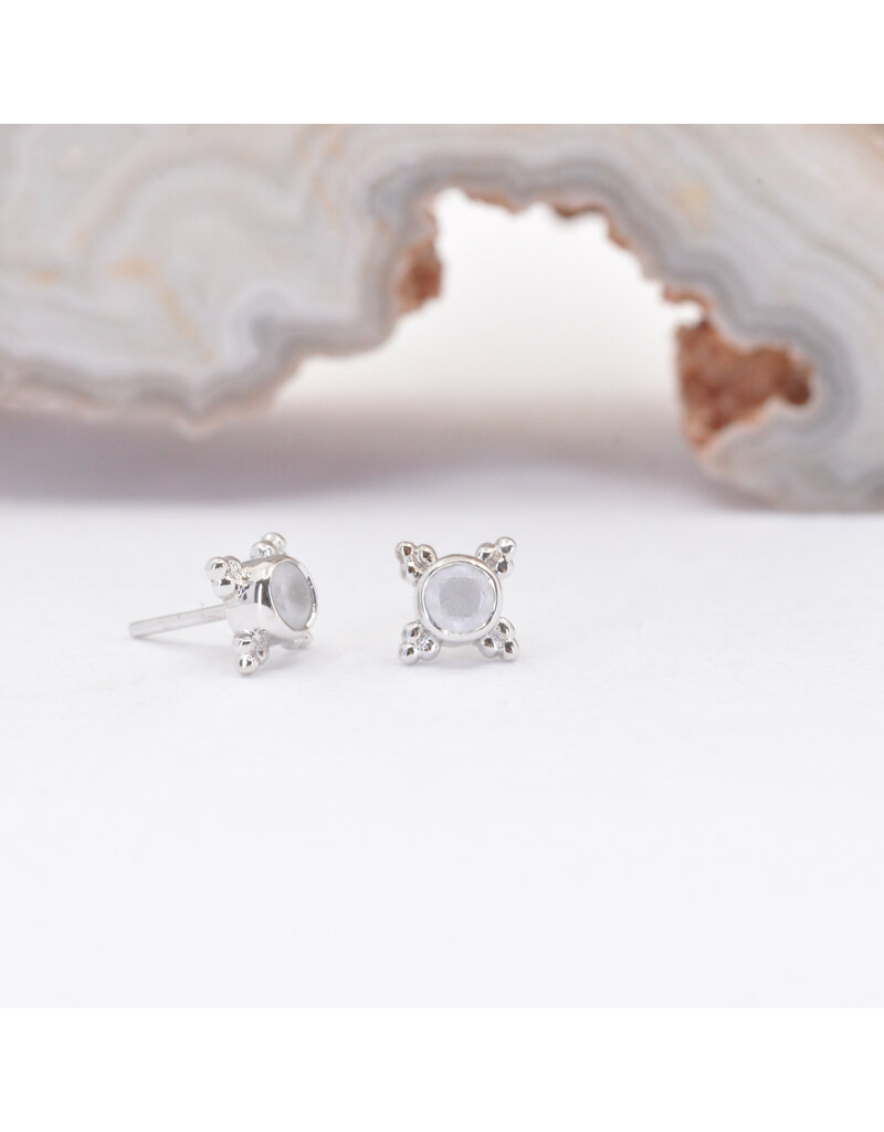BVLA 5mm Mini Kandy with Sandblasted, Faceted CZ in 14k White Gold Threadless Ends