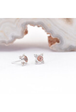 BVLA 5mm Mini Kandy with Sandblasted, Faceted Peach Topaz in 14k White Gold Threadless Ends