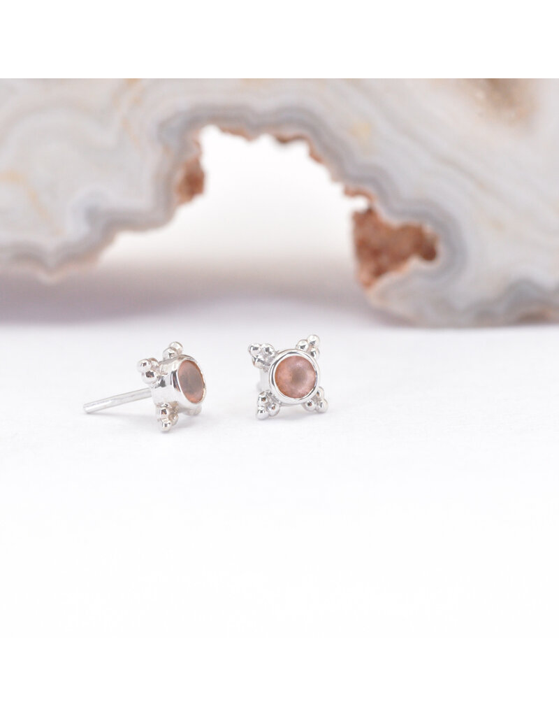BVLA 5mm Mini Kandy with Sandblasted, Faceted Peach Topaz in 14k White Gold Threadless Ends