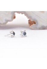 BVLA 5mm Mini Kandy with Sandblasted London Blue Topaz Cabochon in 14k White Gold Threadless Ends