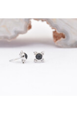 BVLA 5mm Mini Kandy with Sandblasted Onyx Cabochon in 14k White Gold Threadless Ends
