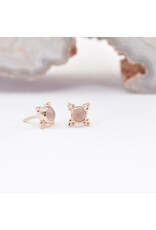 BVLA 5mm Mini Kandy with Sandblasted Rose Quartz Cabochon in 14k Rose Gold Threadless Ends