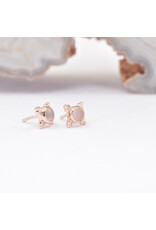BVLA 5mm Mini Kandy with Sandblasted Rose Quartz Cabochon in 14k Rose Gold Threadless Ends