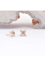 BVLA 5mm Mini Kandy with Sandblasted White Moonstone Cabochon in 14k Rose Gold Threadless Ends