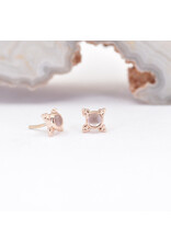 BVLA 5mm Mini Kandy with Sandblasted White Moonstone Cabochon in 14k Rose Gold Threadless Ends