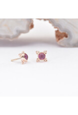 BVLA 5mm Mini Kandy with Sandblasted Pink Tourmaline Cabochon in 14k Rose Gold Threadless Ends