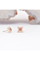 BVLA 5mm Mini Kandy with Sandblasted, Faceted Peach Topaz in 14k Rose Gold Threadless Ends