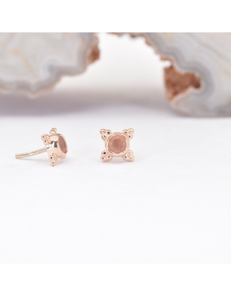 BVLA 5mm Mini Kandy with Sandblasted, Faceted Peach Topaz in 14k Rose Gold Threadless Ends
