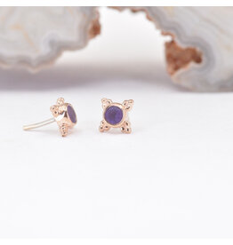 BVLA 5mm Mini Kandy Threadless End 14k Rose Gold Sandblasted Amethyst AA