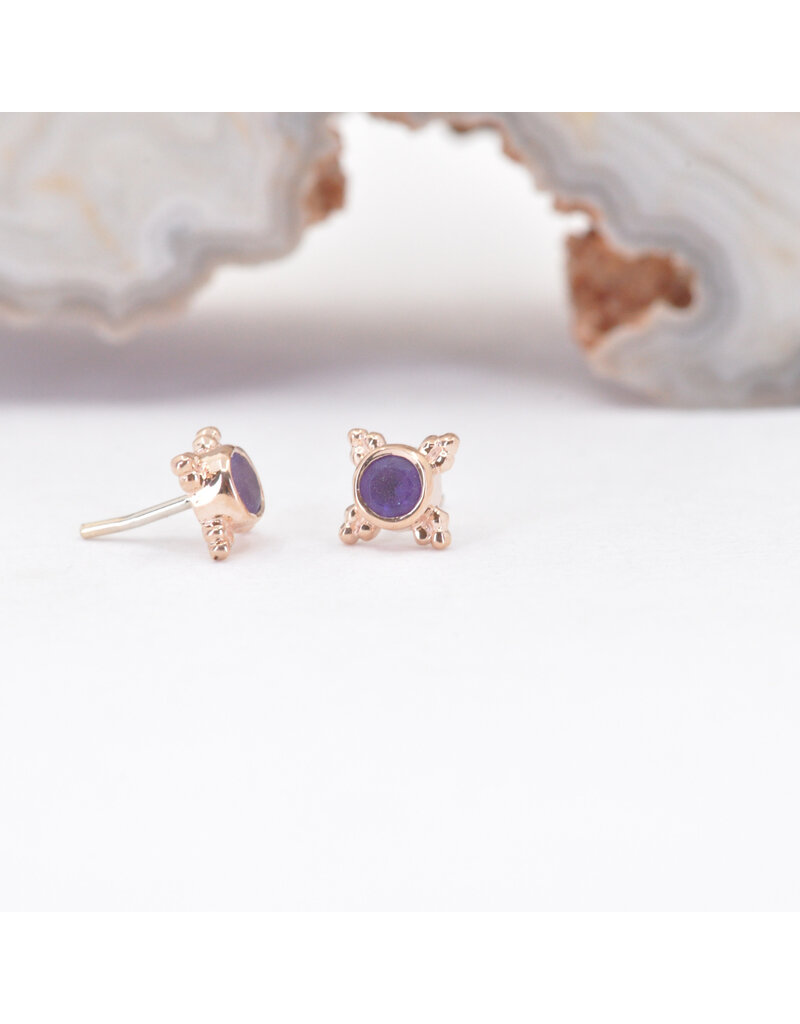 BVLA 5mm Mini Kandy with Sandblasted Amethyst in 14k Rose Gold Threadless Ends