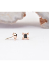 BVLA 5mm Mini Kandy with Sandblasted Onyx Cabochon in 14k Rose Gold Threadless Ends