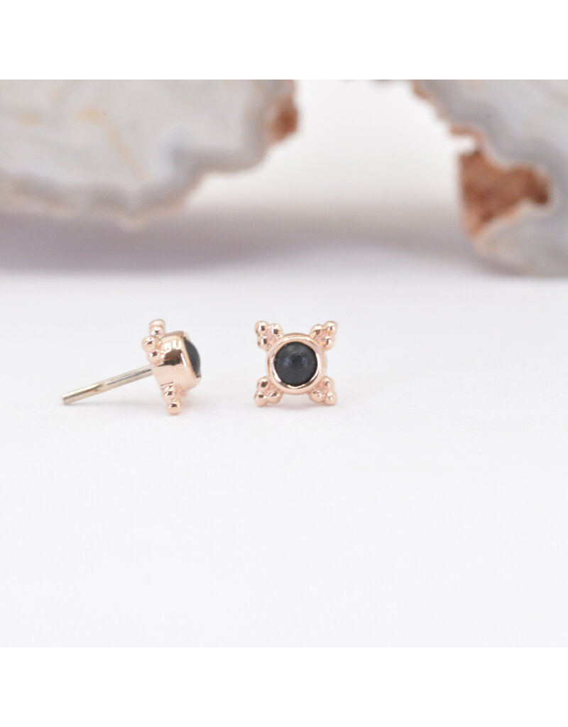 BVLA 5mm Mini Kandy with Sandblasted Onyx Cabochon in 14k Rose Gold Threadless Ends