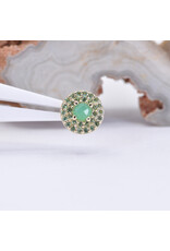 BVLA Double Row Altura 16g Threaded End 14k Yellow Gold Rose Cut Chrysoprase and Tsavorite Garnet