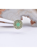 BVLA Double Row Altura 16g Threaded End 14k Yellow Gold Rose Cut Chrysoprase and Tsavorite Garnet