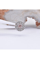 BVLA Double Row Altura 16g Threaded End 14k White Gold Faceted Oregon Sunstone and (30) Champagne Diamond