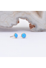 BVLA 3mm Cup with Synthetic Sky Blue Opal Cabochon in 14k Yellow Gold Threadless Ends