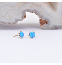 BVLA 3mm Cup Threadless End 14k Yellow Gold Synth Sky Blue Opal