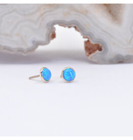 BVLA 3mm Sky Blue Opal Yellow Gold Threadless Ends