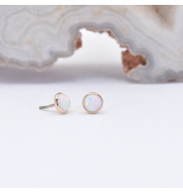 BVLA 3mm Cup Threadless End 14k Yellow Gold Synth White Opal