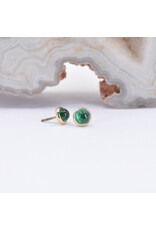 BVLA 3mm Cup with Grade AA Emerald Cabochon in 14k Yellow Gold Threadless Ends