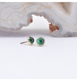 BVLA 3mm Cup Threadless End 14k Yellow Gold Emerald AA Cab