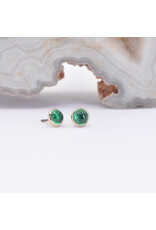BVLA 3mm Cup with Grade AA Emerald Cabochon in 14k Yellow Gold Threadless Ends