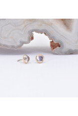 BVLA 3mm Cup with Rainbow Moonstone Cabochon in 14k Yellow Gold Threadless Ends