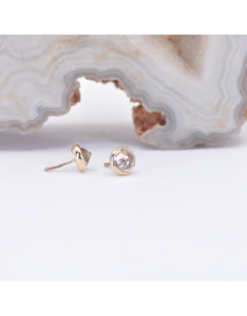 BVLA 3mm Cup with Reverse Set Green Quartz in 14k Yellow Gold Threadless Ends
