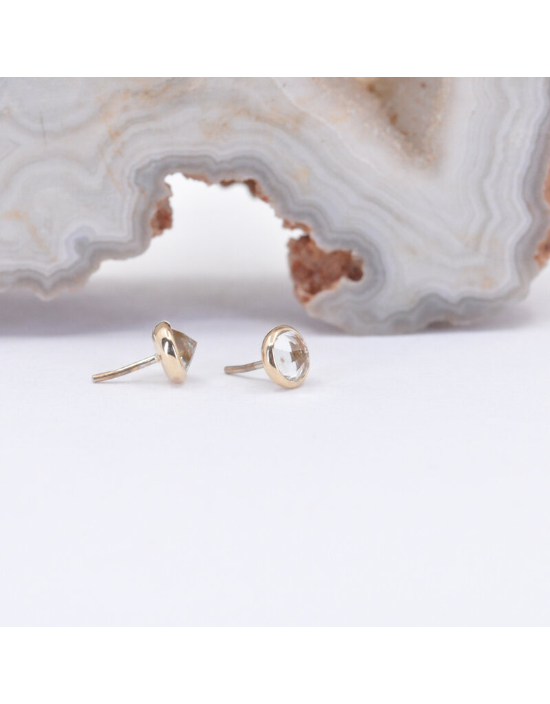 BVLA 3mm Cup with Reverse Set Green Quartz in 14k Yellow Gold Threadless Ends