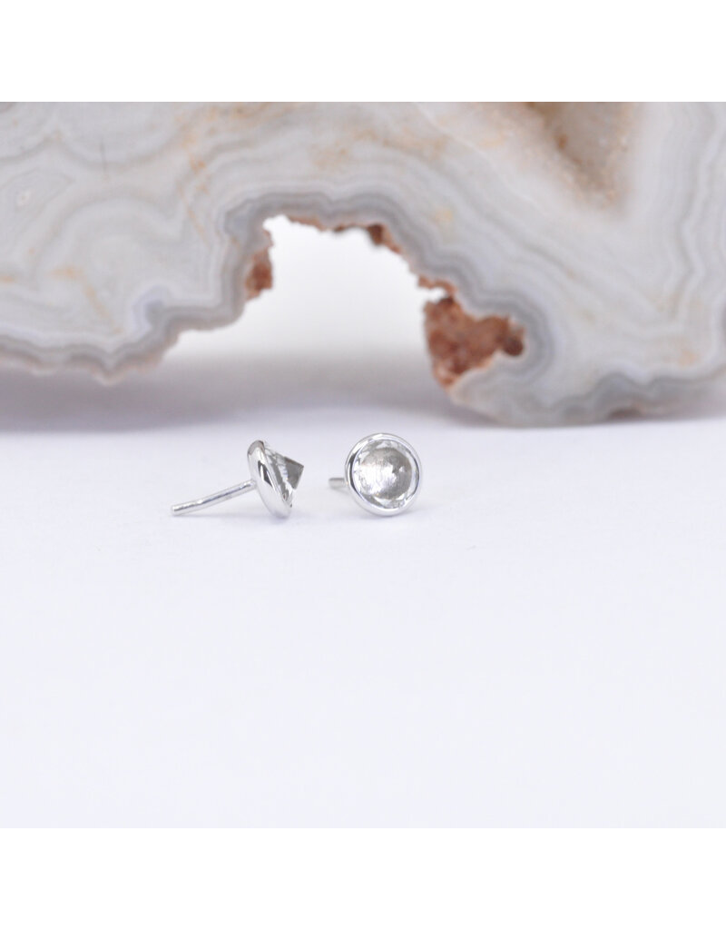 BVLA 3mm Cup with Reverse Set Grade AA White Sapphire in 14k White Gold Threadless Ends