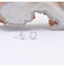 BVLA 3mm Cup Threadless End 14k White Gold Synth White Opal