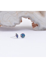 BVLA 3mm Cup with Synthetic Black Opal Cabochon in 14k White Gold Threadless Ends