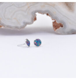 BVLA 3mm Black Opal White Gold Threadless Ends