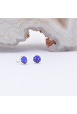 BVLA 3mm Cup with Synthetic Purple Opal Cabochon in 14k White Gold Threadless Ends