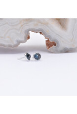 BVLA 3mm Cup with Reverse Set London Blue Topaz in 14k White Gold Threadless Ends