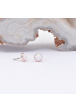 BVLA 3mm Cup with Synthetic White Opal Cabochon in 14k Rose Gold Threadless Ends