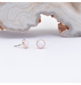 BVLA 3mm Cup Threadless End 14k Rose Gold Synth White Opal