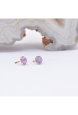 BVLA 3mm Cup with Synthetic Lavender Opal Cabochon in 14k Rose Gold Threadless Ends