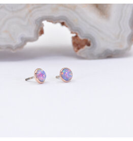 BVLA 3mm Cup Threadless End 14k Rose Gold Synth Lavender Opal