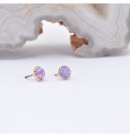 BVLA 3mm Lavender Opal Rose Gold Threadless Ends