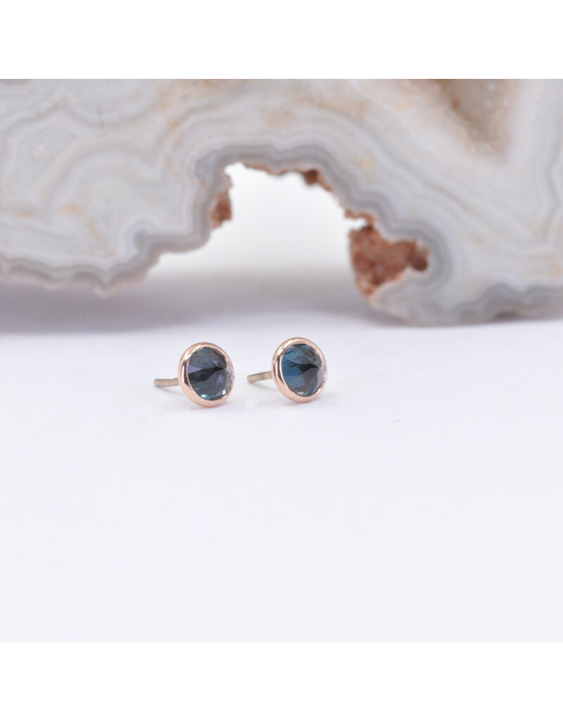 BVLA 3mm Cup with Reverse Set London Blue Topaz in 14k Rose Gold Threadless Ends
