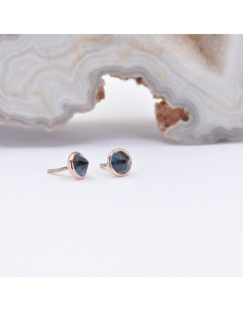 BVLA 3mm Cup with Reverse Set London Blue Topaz in 14k Rose Gold Threadless Ends