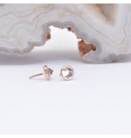 BVLA 3mm Cup Threadless End 14k Rose Gold Reverse Set White Sapphire AA