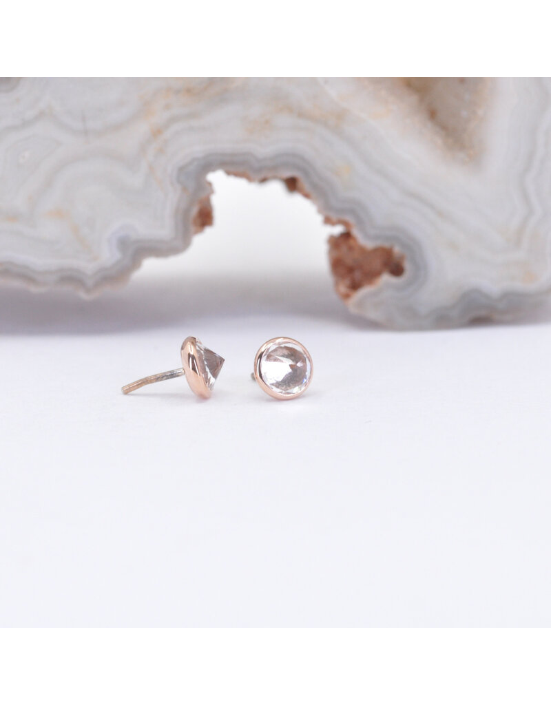 BVLA 3mm Cup with Reverse Set Grade AA White Sapphire in 14k Rose Gold Threadless Ends