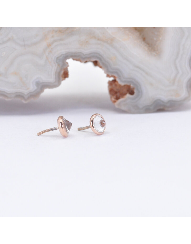 BVLA 3mm Cup with Reverse Set Grade AA White Sapphire in 14k Rose Gold Threadless Ends